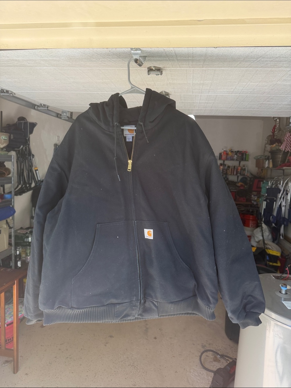 Carhartt Black Full-Zip Hooded Work Sweatshirt